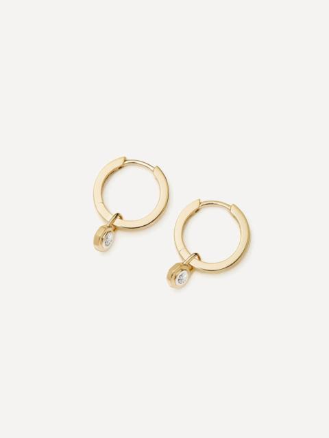 MISSOMA X Lucy Williams 14ct Gold Fine Diamond Drop Huggie Hoop Earrings