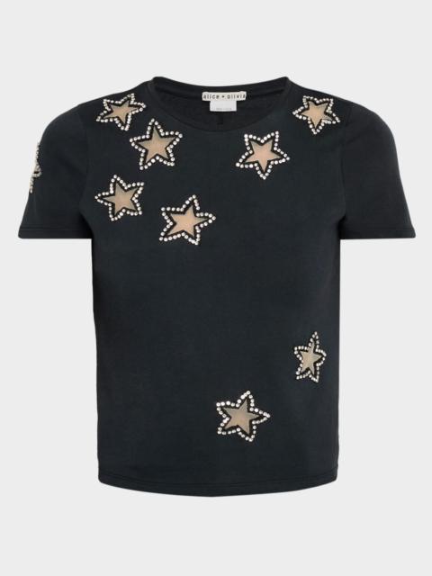 Cindy Embellished Star Cropped T-Shirt