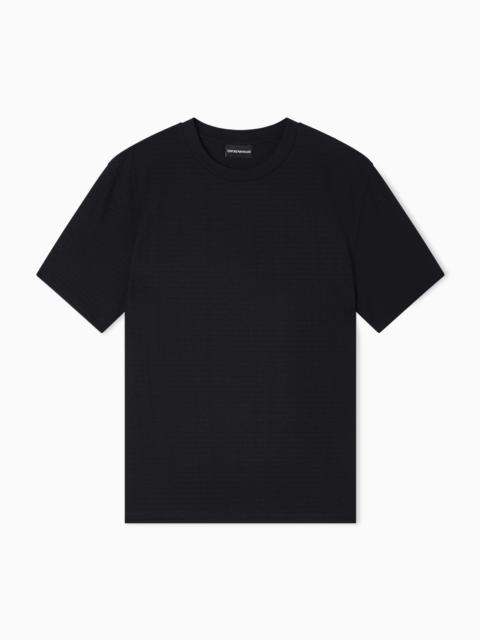 EMPORIO ARMANI JERSEY T-SHIRT WITH ALL-OVER JACQUARD LETTERING