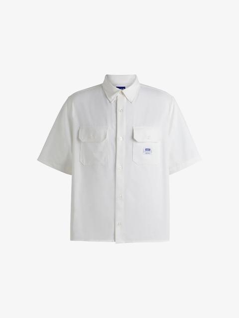 HUGO Spread-Collar Brand-Patch Cotton Shirt