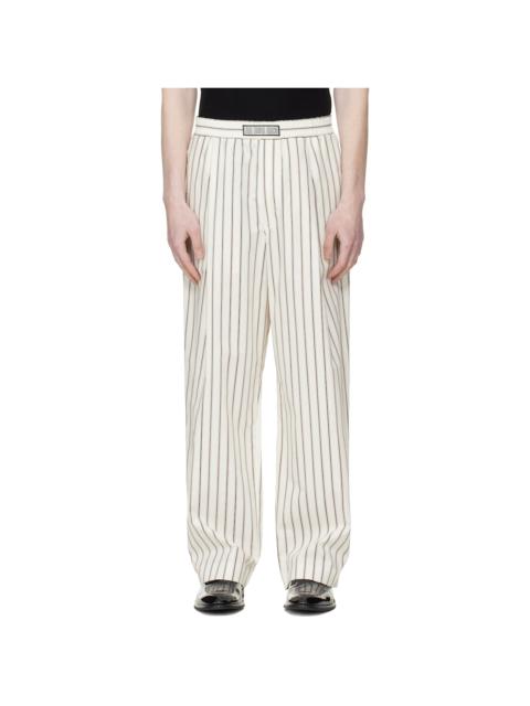 LGN LOUIS GABRIEL NOUCHI White Wide-Leg Striped Jogging Trousers