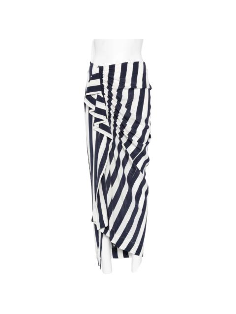 BONDI BORN® Bondi Born Orta Silk Striped Ruffled Midi Skirt