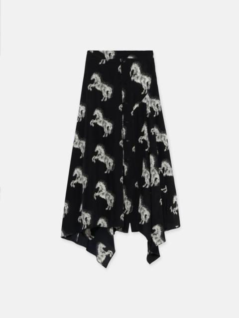 Pixel Horse Print Silk Skirt