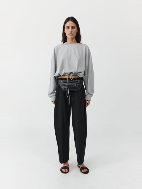 ST. AGNI Drawstring Long Sleeve Top - Light Grey Marle