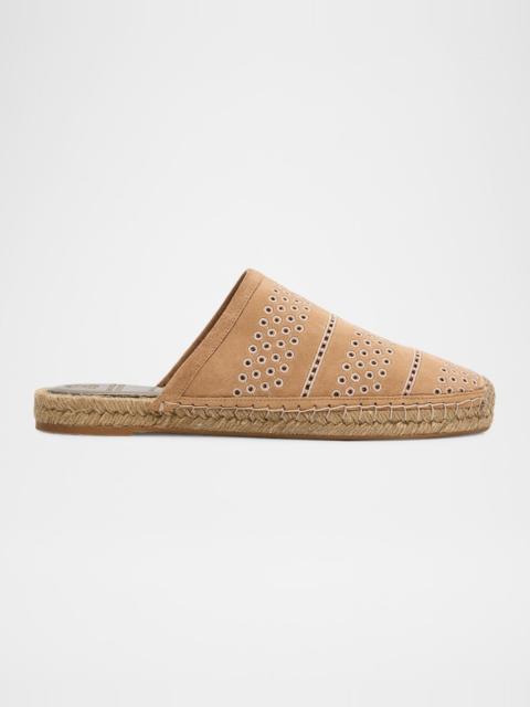 Brunello Cucinelli Embroidered Suede Espadrille Mules