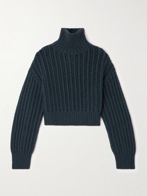 Brunello Cucinelli Ribbed cashmere turtleneck sweater Navy