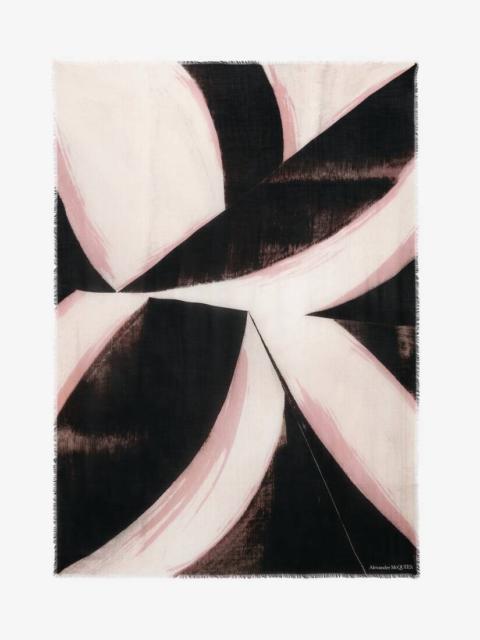Alexander McQueen Men's Brushstroke Foulard in Rose/black