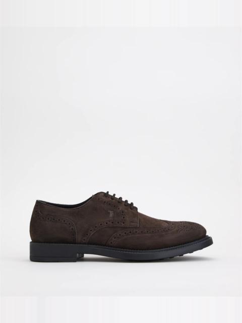 Tod's LACE-UPS IN SUEDE - BROWN