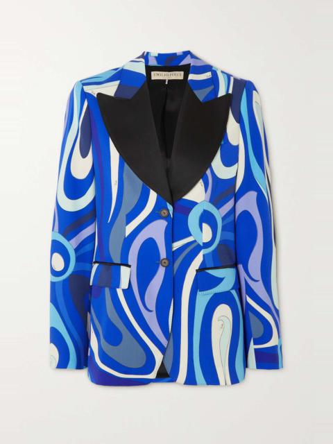 PUCCI Marmo satin-trimmed printed wool-blend twill blazer