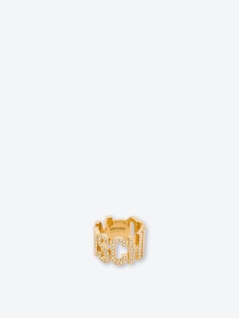Moschino SPARKLING LETTERING LOGO RING