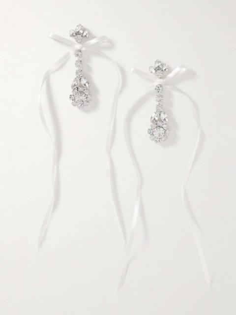 Simone Rocha Victorian Bow silver-tone satin and crystal earrings Silver