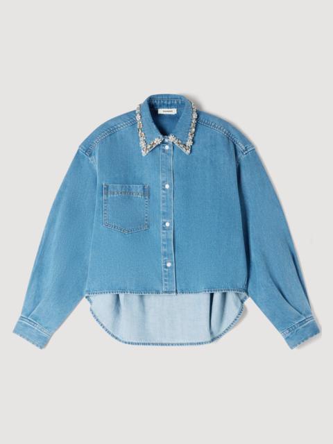Sandro DENIM SHIRT WITH RHINESTONES
