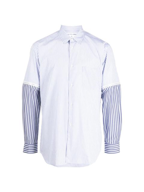 striped panelled cotton shirt