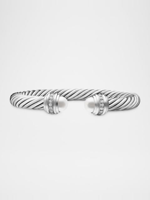 DAVID YURMAN 7mm Cable Bracelet with Diamonds & Pearls
