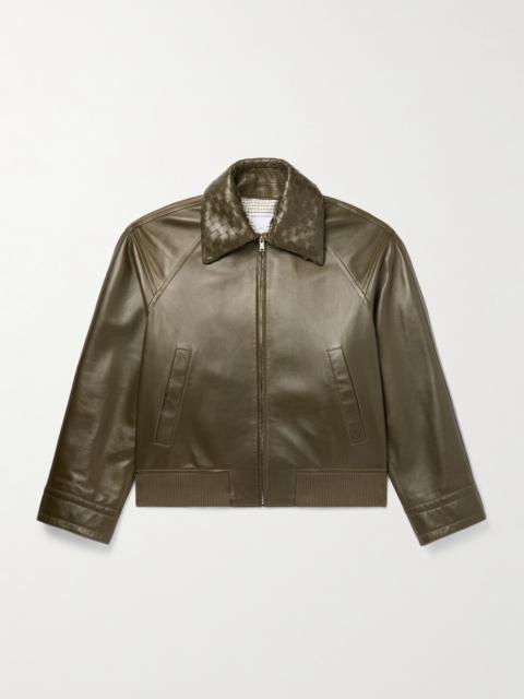 Bottega Veneta Intrecciato-Trimmed Leather Blouson Jacket