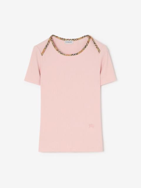 Burberry Check Trim Stretch Cotton T-shirt