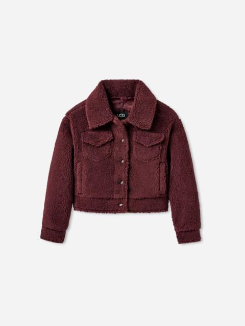 UGG ® Women's Frankie Short Trucker Jacket Fleece in Wild Grape