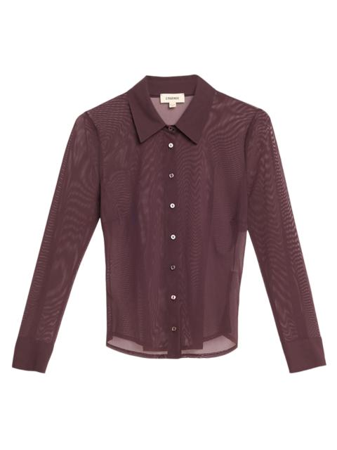 L'AGENCE Women's Indiana Fitted Mesh Blouse - Dark Syrah