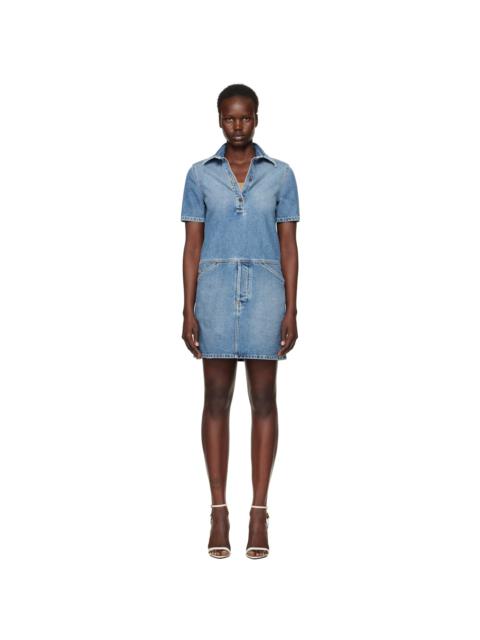 Moschino Blue Laurel Crown Emblem Denim Minidress