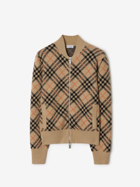 Burberry Check Cashmere Bomber Jacket