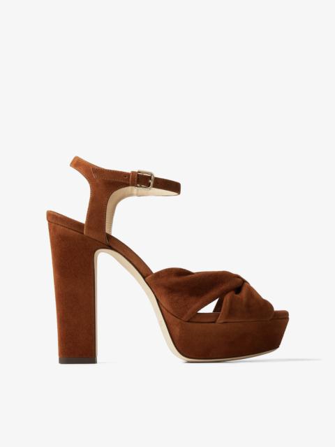 JIMMY CHOO Heloise 120 Tan Suede Platform Sandals