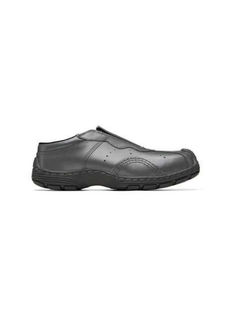 Dr. Martens Gray Aurix Satin Finish Leather Mule Loafers
