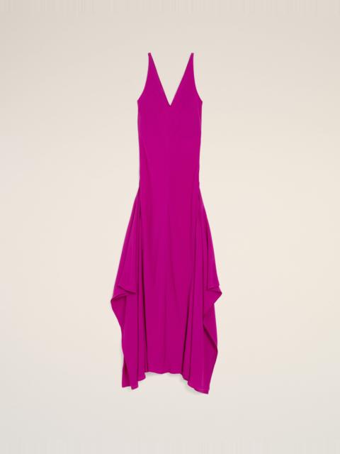 AMI Paris LONG PURPLE SILK-BLEND GODET DRESS