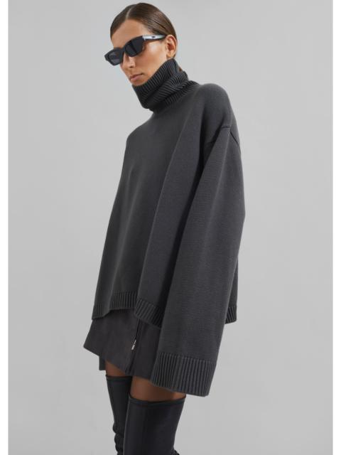 The Frankie Shop Rhea Trapeze Turtleneck - Light Khaki