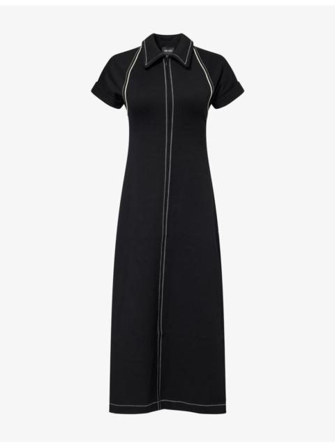 ME+EM Contrast-Stitch Fit-and-Flare Jersey Midi Dress