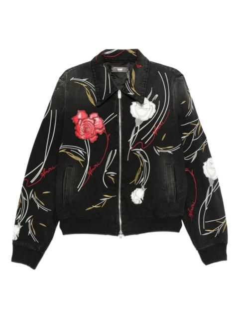 AMIRI floral-embroidered denim jacket