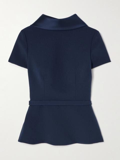 Safiyaa Elvan Belted Duchesse Satin-trimmed Crepe Blouse