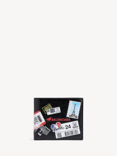 BALENCIAGA Men's Cash Square Folded Wallet in Black/multicolor