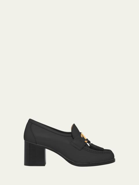 Valentino 60mm VLogo Signature Leather Block-Heel Penny Loafers