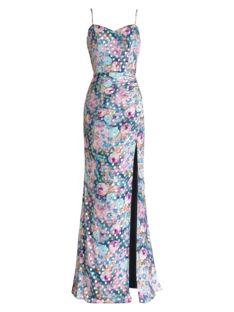 Dress The Population Women's Drae Metallic Draped Gown - Capri Multi