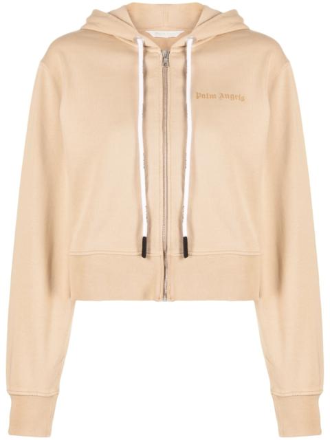 Palm Angels logo-print cropped hoodie