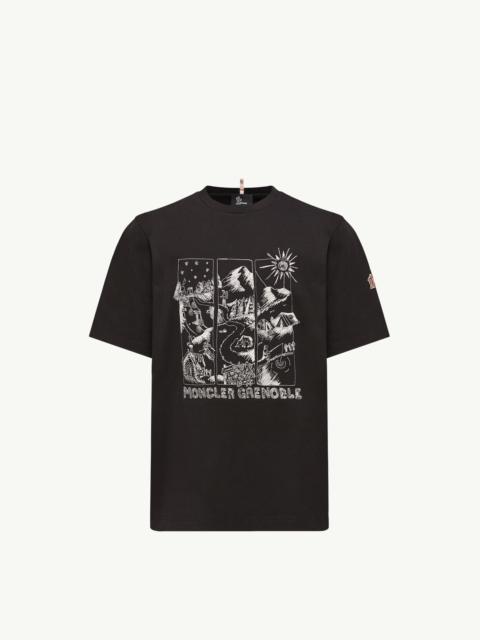 Moncler Grenoble Mountain Landscape Print Cotton T-Shirt