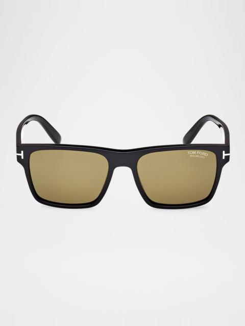 TOM FORD Men's Calder Polarized Acetate Square Sunglasses