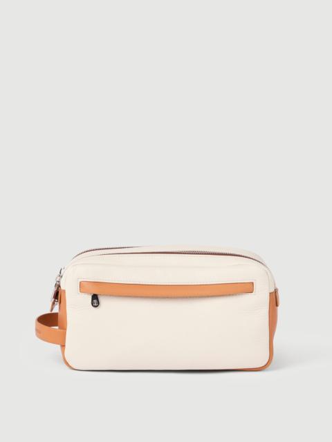 Brunello Cucinelli Cowhide beauty case with double zipper