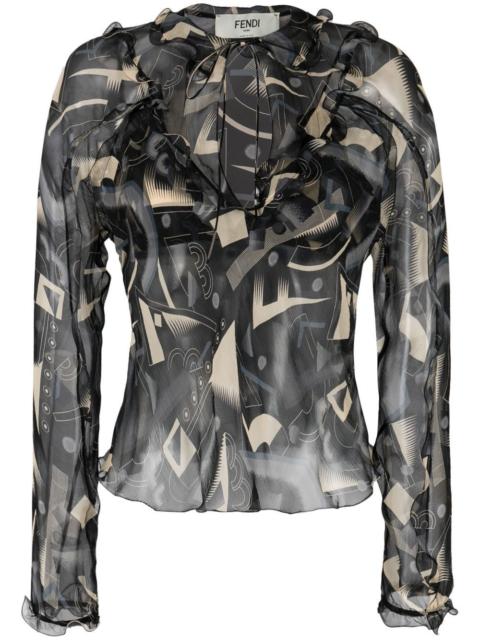 FENDI silk graphic print blouse
