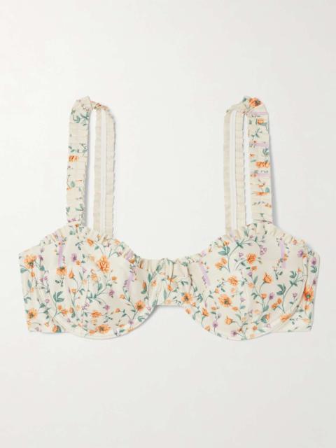 Agua by Agua Bendita Argaz Chinesis ruffled floral-print recycled bikini top White