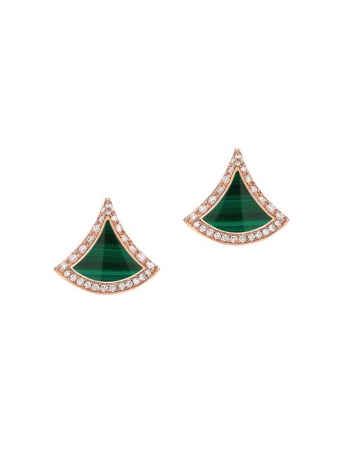 BVLGARI Women's Divas' Dream 18K Rose Gold, Malachite, & Diamond Stud Earrings - Malachite