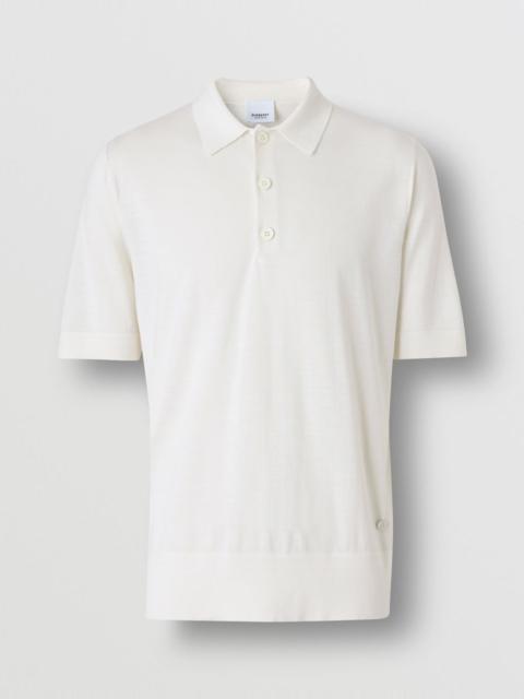 Monogram Motif Wool Silk Blend Polo Shirt
