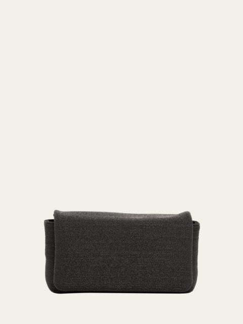 Brunello Cucinelli Monili Convertible Flap Leather Clutch Bag
