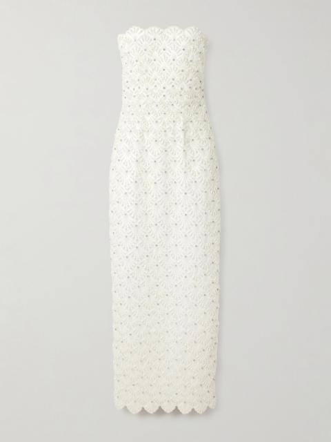 CLIO PEPPIATT Strapless scalloped embellished taffeta gown Ivory