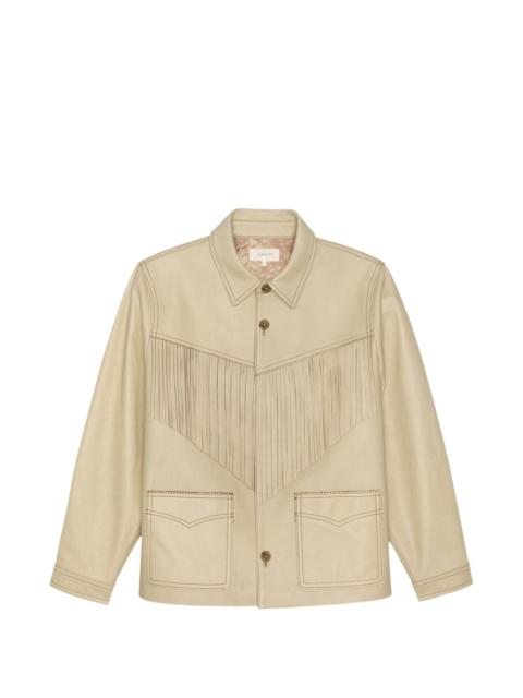 THE GREAT. fringe leather jacket