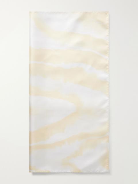 KALLMEYER Oil Moire printed silk-twill scarf Cream