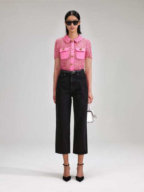 self-portrait Pink Rose Lace Top