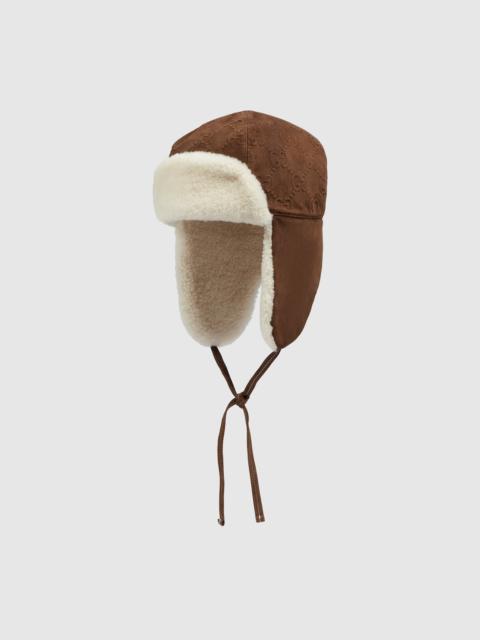 GUCCI GG suede hat with ear flaps