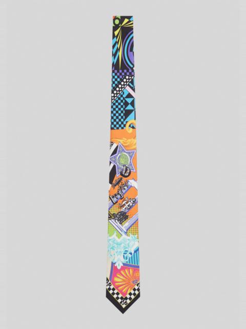 VERSACE Pop Temple Print Silk Tie