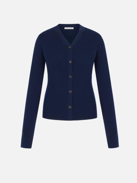 EMILIA WICKSTEAD Ash Cardigan in Navy Merino Wool